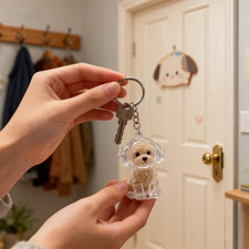 Dog Hair Collector Keychain Charm Memorial Storage Box, Pet Hair Keepsake