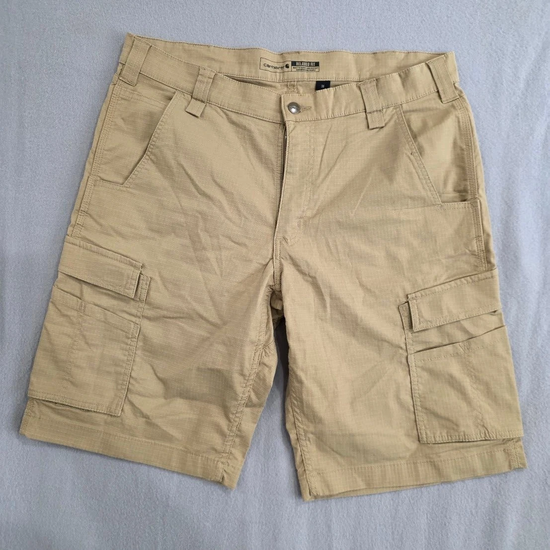 Carhartt Force Relaxed Fit Ripstop Cargo Work Shorts Tan Khaki Mens 36 BS5297-M