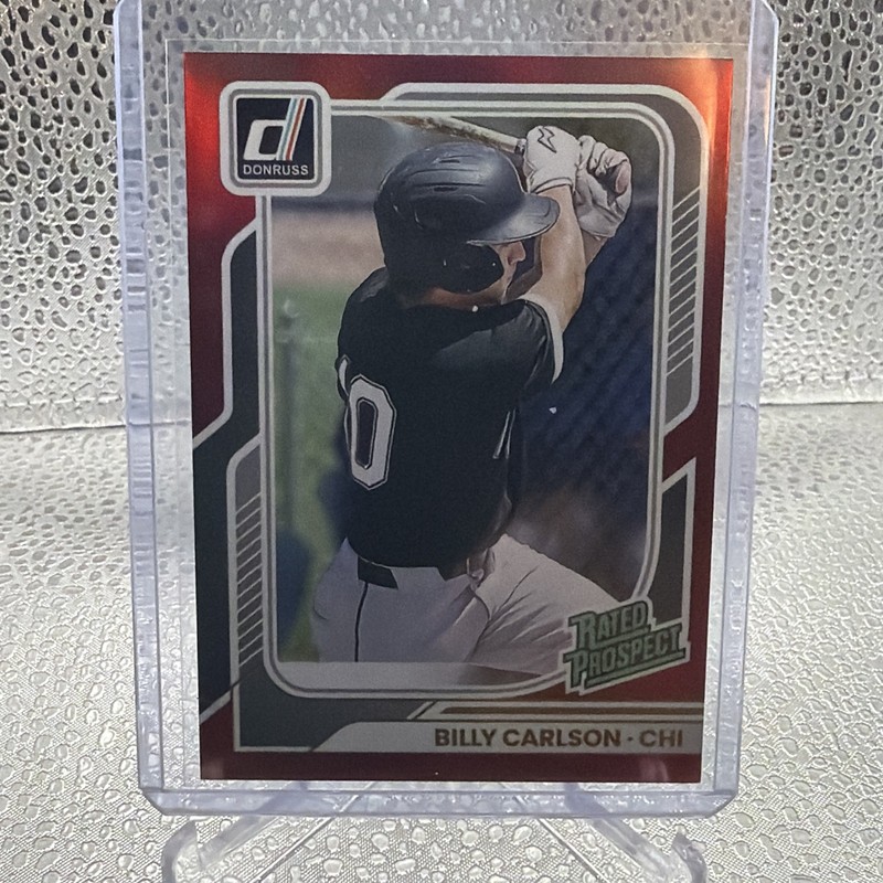 2026 DONRUSS OPTIC BILLY CARLSON WHITE SOX RATED PROSPECT #197 RED PRIZM /250