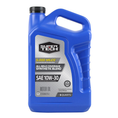 Super Tech All Mileage Synthetic Blend Motor Oil SAE 10W-30, 5 Quarts new freeus