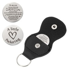 Pocket Hug Token with Leather Keychain, to My Son