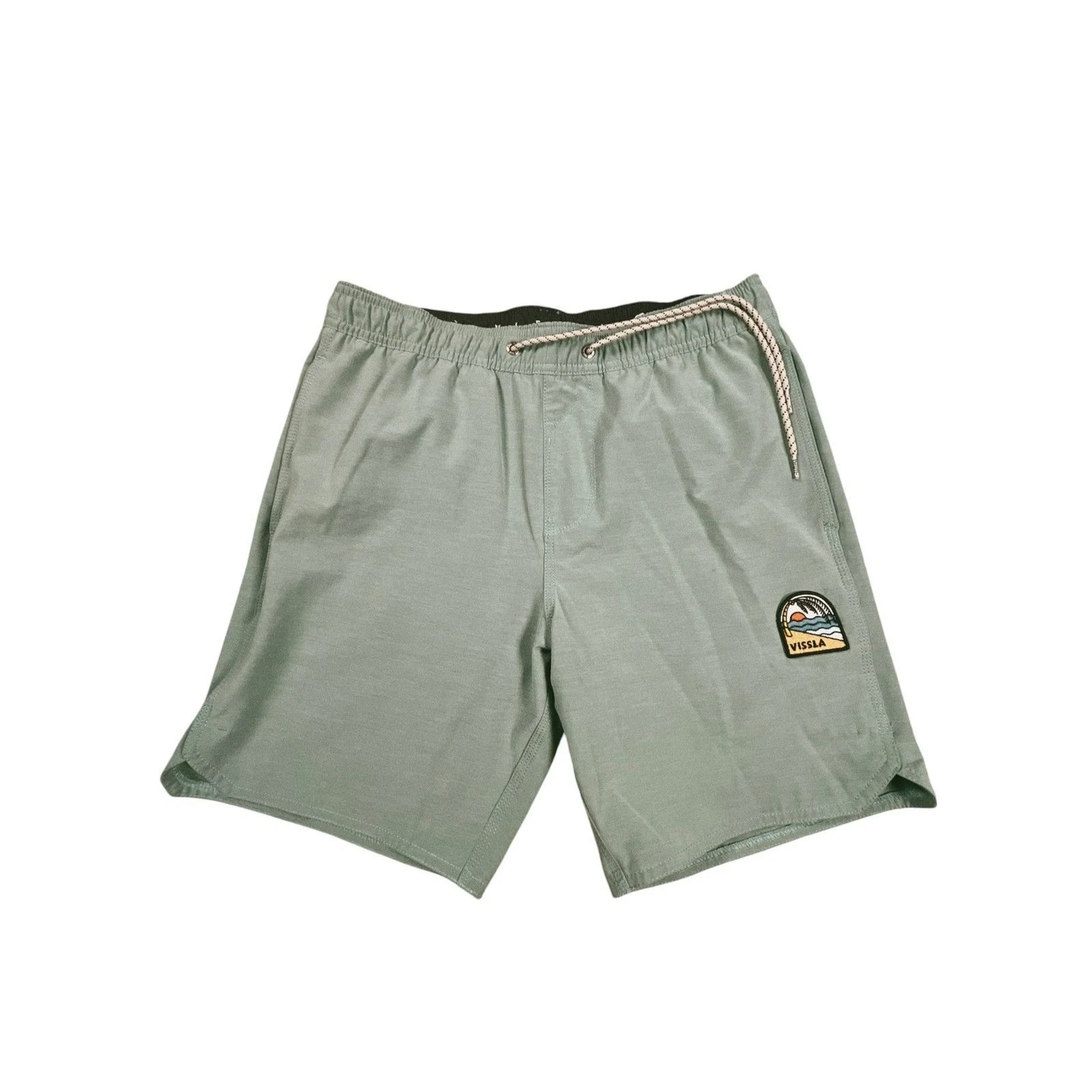 Vissla Boardshorts Mens Small Green Stretch Surf Swim Shorts Coconut Poly
