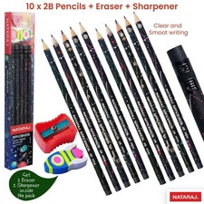 Snap - Resistant EXTRA DARK 2B Pencil with Rubber Tip WOODCASE Graphite Pencil