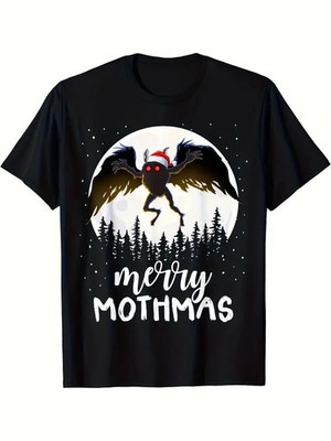 Men's Mothman Cryptid T-Shirt - Merry Mothmas Folklore Design with West Virginia