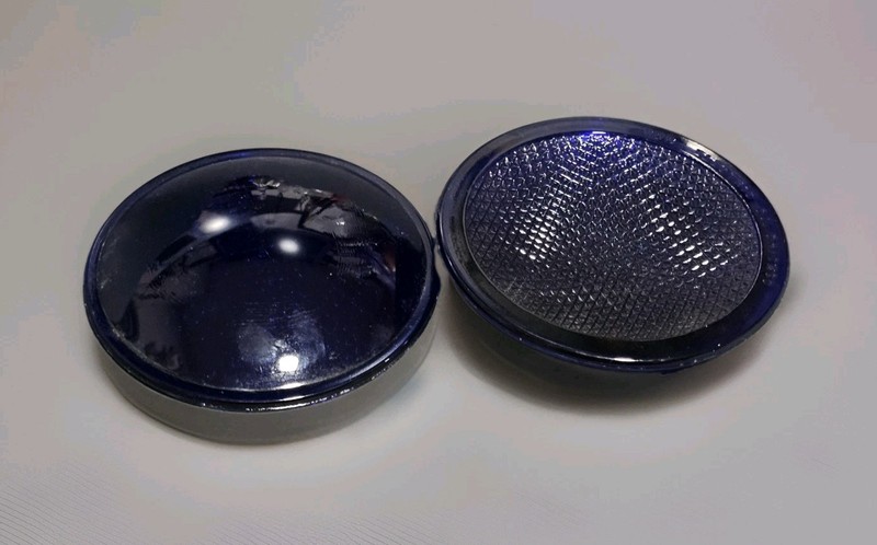 2 Major Equipment Co Chicago Round Blue Train Traffic Light Glass Len 4 5/8"