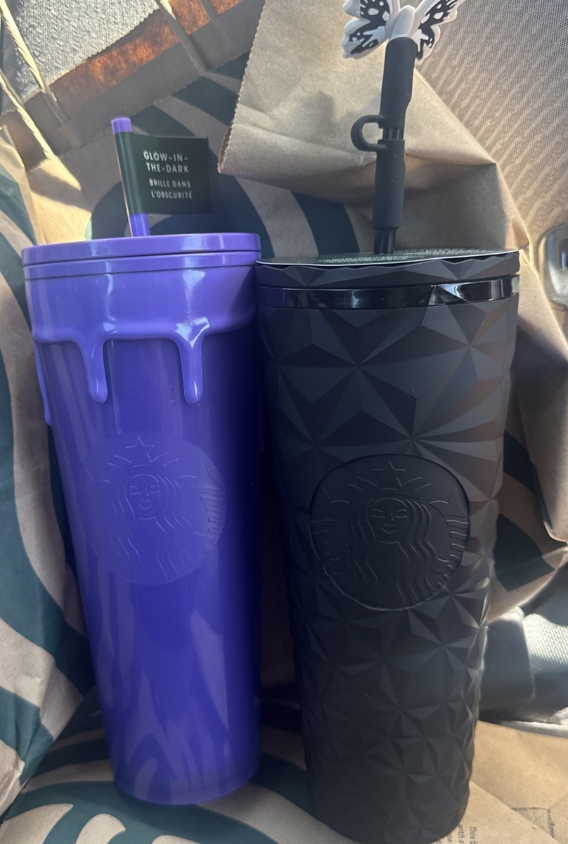 STARBUCKS HALLOWEEN 2025 BLACK + PURPLE GLOW-IN-THE-DARK TUMBLER SET OF 2  CUPS | eBay