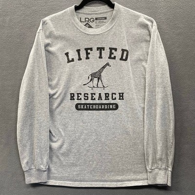 LRG Lifted Research Skateboarding Long Sleeve Shirt Mens M Grey Giraffe Skater