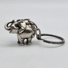 Vintage 3D Sterling Silver Elephant Pendant on Key Ring