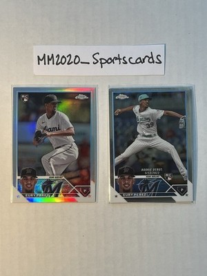 Eury Perez 2023 Topps Chrome REFRACTOR Rookie RC & Rookie Debut Marlins OFFER?