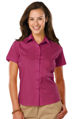 BG6218S Blue Generation Ladies' Short Sleeve Stretch Poplin Shirt
