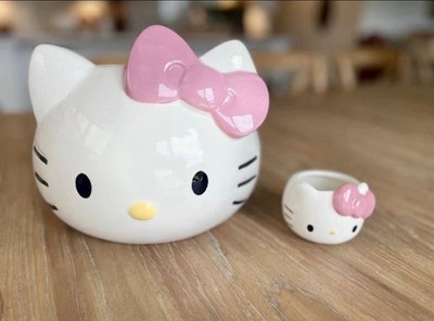 Hello Kitty Ceramic Planter Pot Pink Bow, Set Of 2 Sanrio Hello Kitty Pot