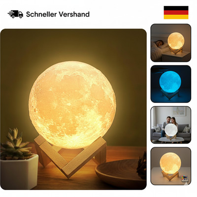 Balkwan Mond Lampe, Mondlampe 3D Druck Mond Lampe Dimmbar USB Lade Tou