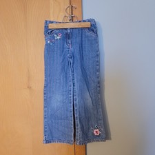 Gymboree Chelsea Girl Size 7 Denim Bootcut Jeans pinstripe Floral Design
