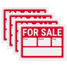 For Sale Signs 12x9, Plastic Signs for Used Car, Trailer, Vehicle For Sale Auto