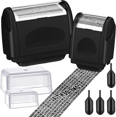 2 Pack Identity Protection Roller Stamp 4 Pack Refill Ink,Black | Confidential P