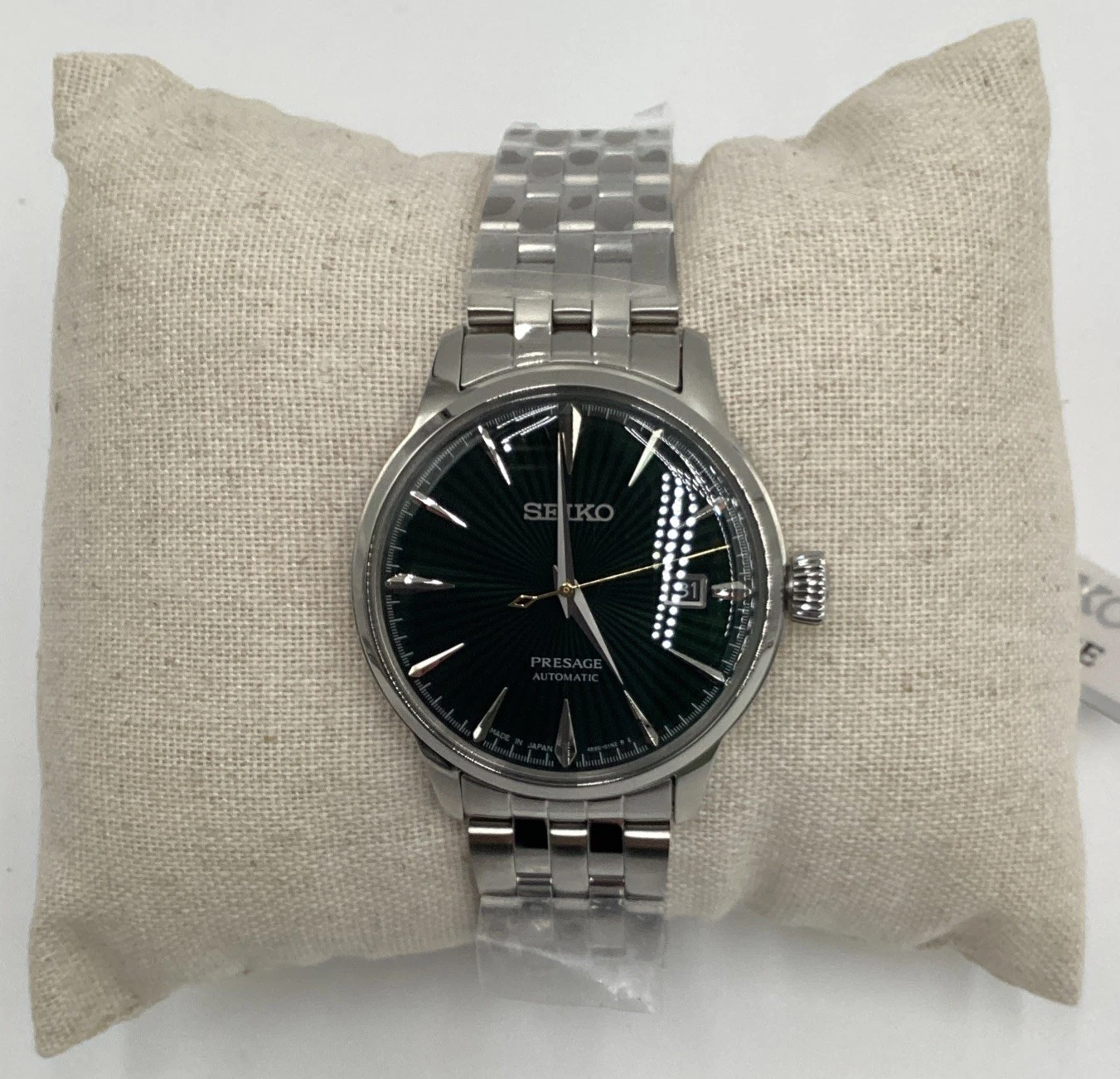 SEIKO Men's SRPE15 Presage Automatic Green Dial Stainless Steel Watch