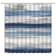 Blue Gray Shower Curtain,Abstract Geometric Striped Moden Art Bathroom Home C...