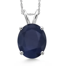 14K White Gold Sapphire Pendant Necklace for Women | 5.60 Cttw | Gemstone