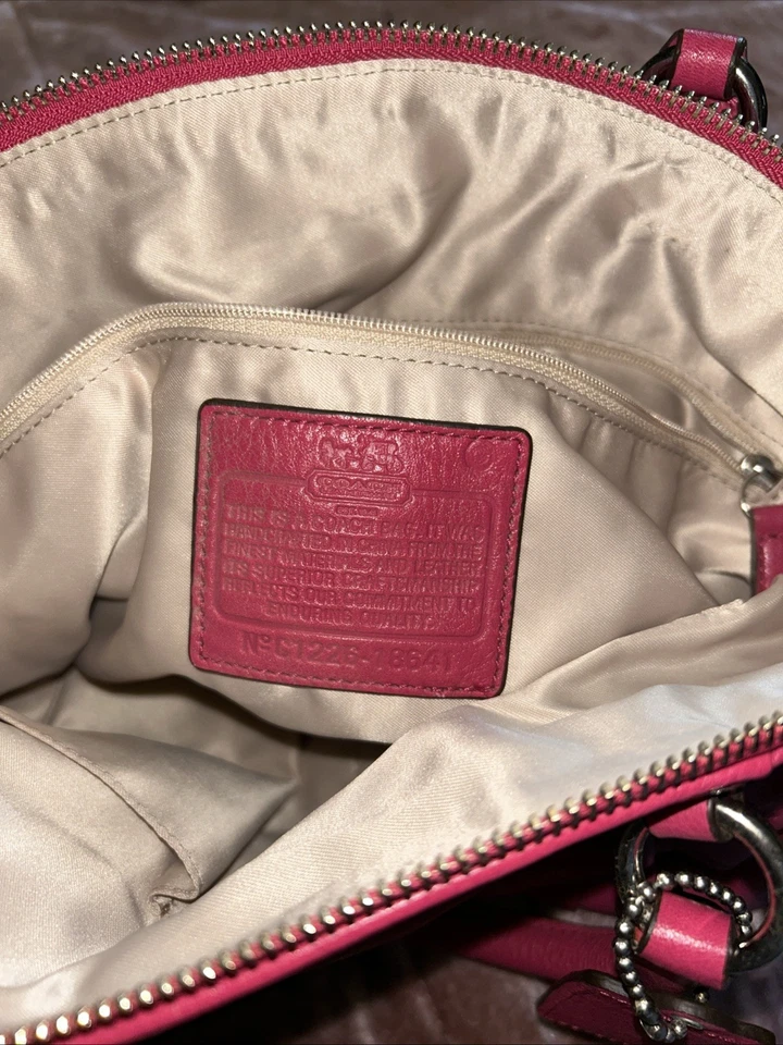 Bolso de mano COACH para mujer rojo cartera de cuero mediano Foto 3 de 4