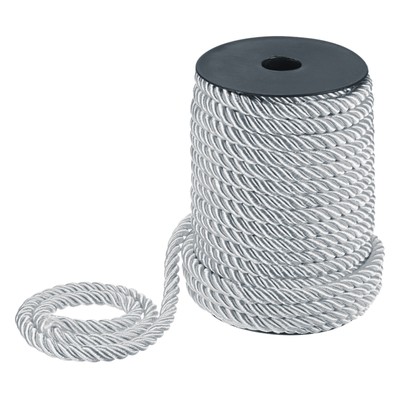 22 Yards Soft Twisted Rope Trim, 8mm Silver Gray Polyester Cord for DIY Craft