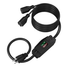 2-Way 3 Prong Extension Cord with Switch ON/Off, Heavy Duty Outdoor 6FT
