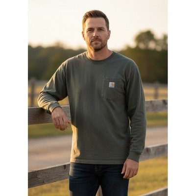 Carhartt Loose Fit Long Sleeve T Shirt Mens Large Black Pullover Workwear Pocket