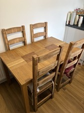 Oak Effect Dining Table and 4 Solid Oak Chairs