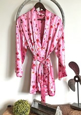 Vintage 1990 s Victoria's Secret Fuschia Pink Rose Short Robe EUC One Size