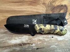 Vintage NWTF Knife - Fixed Blade Camo Handle With Sheath