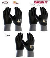 3 PR. 34-876 MaxiFlex Foam Full Palm Coated Nitrile Grip PROTECTIVE WORK GLOVES