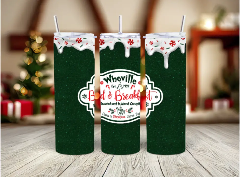 Christmas Whoville Grinch Insulated 20oz Skinny Travel Tumbler