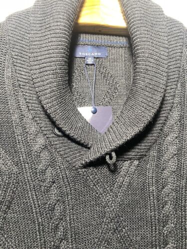 Maglione maglia uomo Toscano medio nero misto lana merino scialle pescatore NUOVO - Foto 7 di 13