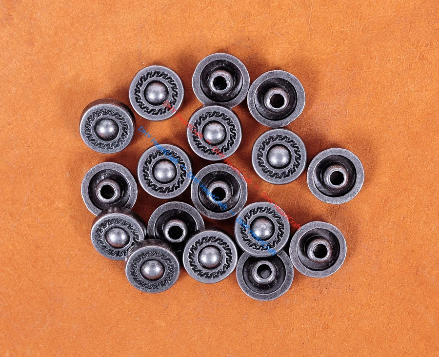 50X Retro Silver Round Floral Metal Leathercraft Decor Fast Rivet Stud Conchos - Image 3 of 4