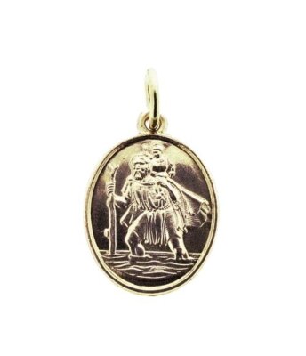 9 ct yellow gold St Christopher oval pendant