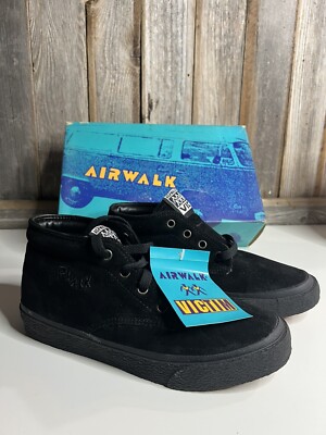 Vintage NOS Airwalk VIC Victim Black Retro Skateboard Shoes