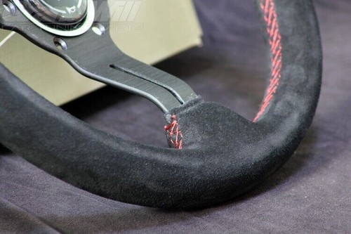NARDI 330MM 13' Deep cone 55mm Suede Leather Red Stitch Sport Steering Wheel - Bild 5 von 11