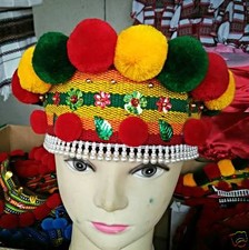 Ukrainian Headdress, Hutsul Traditional Folk Woven Embroidered Big Chiltse 