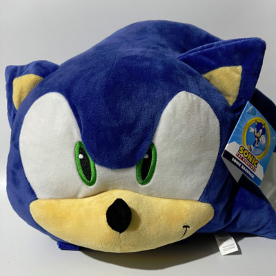 Sonic The Hedgehog - 3D Kopf Plüsch Teddy Rucksack Tasche Reißverschlussfach BRANDNEU