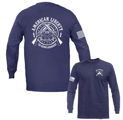 American Liberty 2nd Amendment Skull Gun Constitution Patriot  Long Sleeve