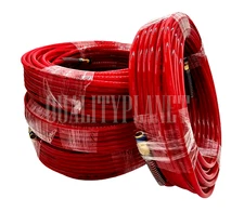 (QTY:4) 100ft x 1/4" NPT Air Compressor PU Hose Roofing Framing carpentry RED