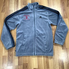 Indiana Hoosiers Basketball Pullover Mens Small Gray Red Adidas Full Zip Jacket