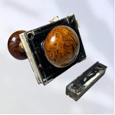 Antique 1870 J & N Jacobus & Nimick RIM LOCK + KEEPER Brown Swirl Door KNOB SET