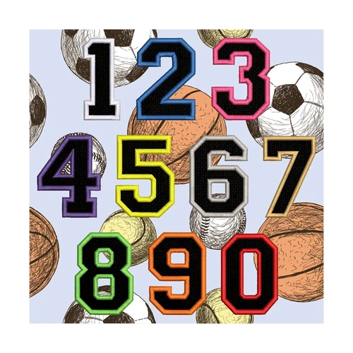 College Numbers Patch Varsity Letterman Embroidered Iron-on Sports Bag Jersey