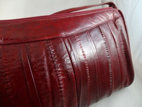 Vintage Genuine Eel Skin Burgundy Red Shoulder Purse Handbag 80s - Bild 2 von 9
