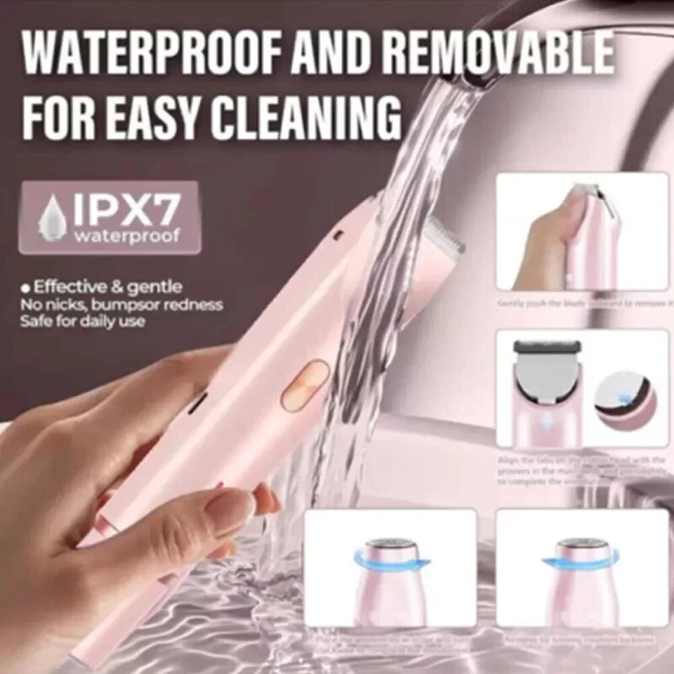 Maquinilla de afeitar eléctrica de doble cabezal 2 en 1 para dama impermeable para mujer área privada EE. UU. Foto 4 de 4