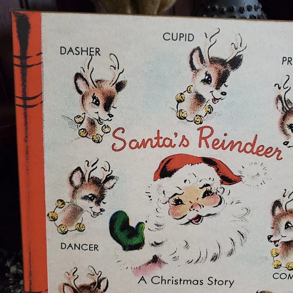 HTF RETRO MODERN VINTAGE BOOK LIKE STYLE CHRISTMAS SANTAS REINDEER NAMES SIGN - Image 4 of 4