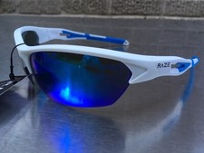 RAZE Eyewear Sunglasses Pursuit White Blue Mirrored Smoke Lens 35424