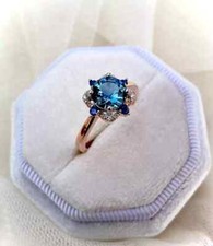 2Ct Round Lab-Created London Blue Topaz Wedding Womens Ring 14k Rose Gold Plated