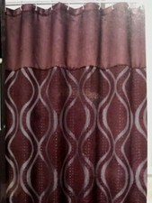 new fabric SHOWER CURTAIN BROWN sheer shimmery Geometric Swirls grommets swirls