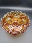Beautiful FENTON Hobnail Amber Depression Glass Footed 6-Candle/Taper Holder